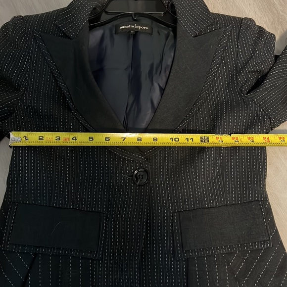 Nanette Lepore Gray Pin Stripe Single Button Blazer Jacket  10 - Picture 12 of 12